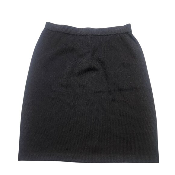 St. John Basics Women's Pull On Mini Santana Knit Skirt Navy Wool Blend Size 8 - Picture 2 of 7